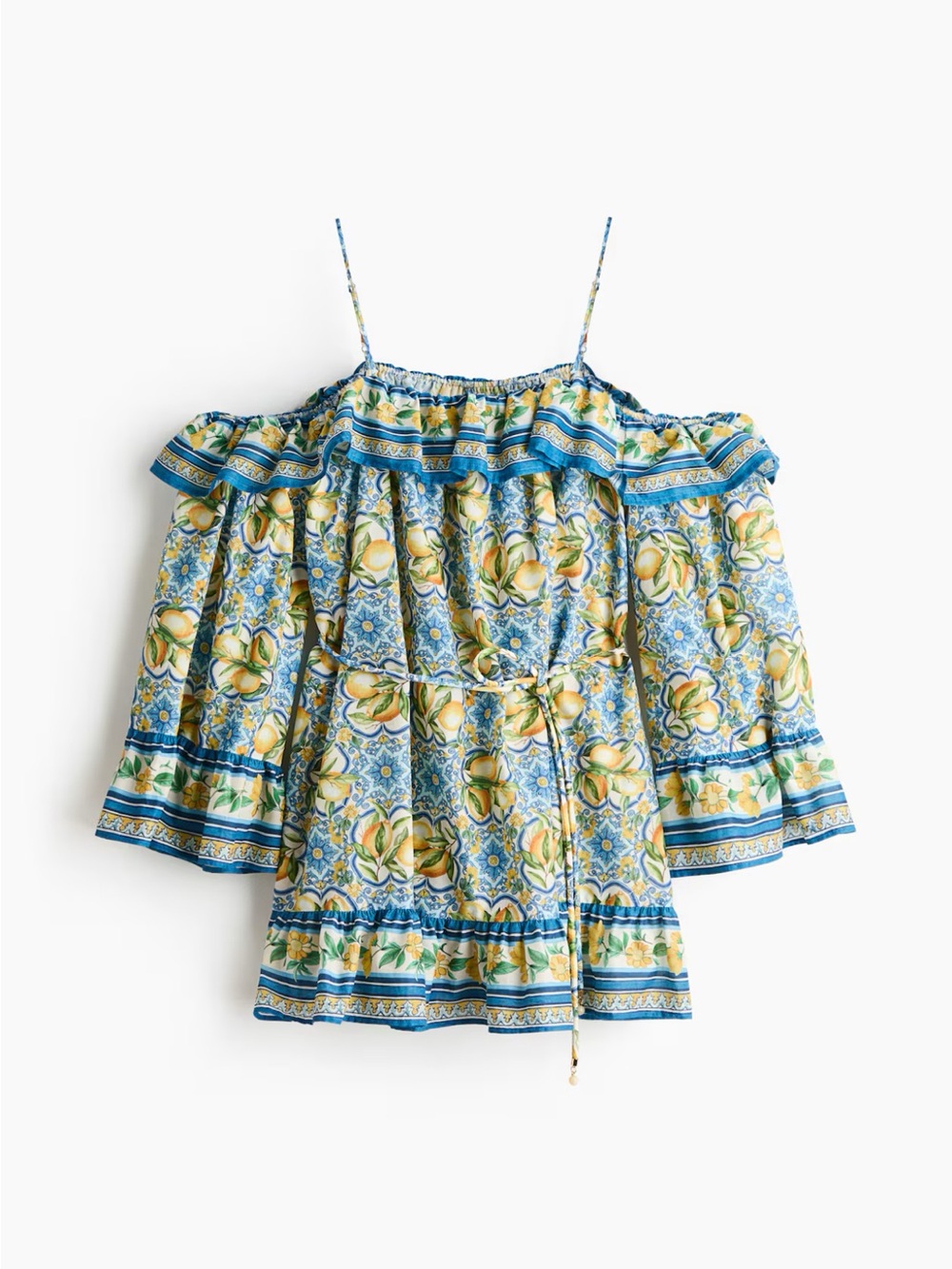 H&M Blue & Yellow Off-Shoulder Floral Mini Dress (D&G inspired)